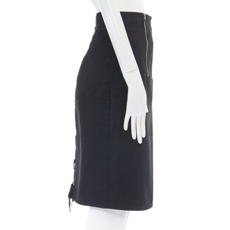 Jean Paul Gaultier JEAN PAUL GAULTIER black cotton dual zip circle stitch padded bum skirt 25" Size 27" / US 4 / IT 40 - 4 Thumbnail