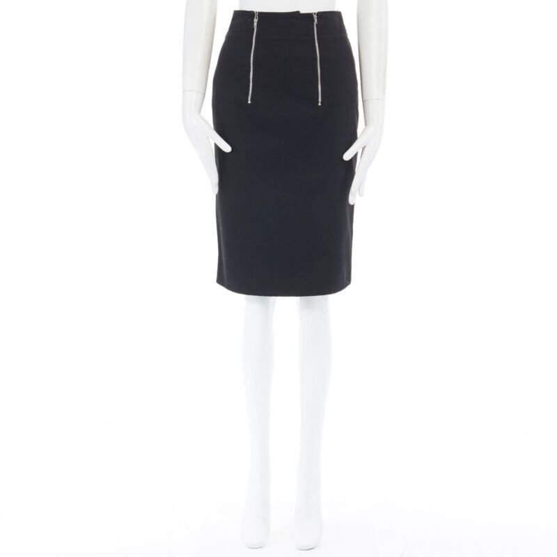 Jean Paul Gaultier JEAN PAUL GAULTIER black cotton dual zip circle stitch padded bum skirt 25" Size 27" / US 4 / IT 40 - 12 Thumbnail