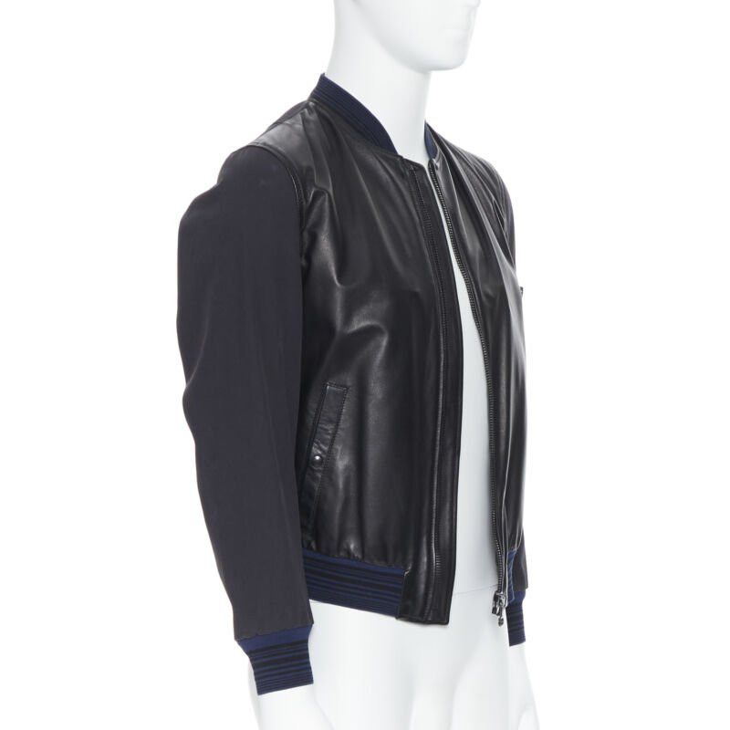 Lanvin LANVIN ALBER ELBAZ black contrast lamb leather front MA1 bomber jacket EU44 XS Size US XS / EU 42 / 0 - 3 Thumbnail