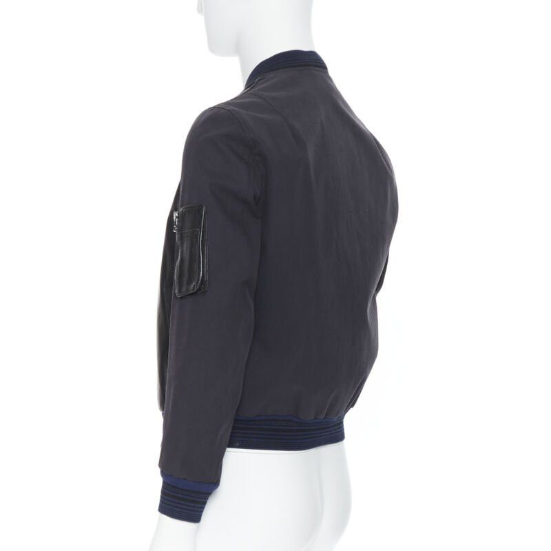 Lanvin LANVIN ALBER ELBAZ black contrast lamb leather front MA1 bomber jacket EU44 XS Size US XS / EU 42 / 0 - 6 Thumbnail