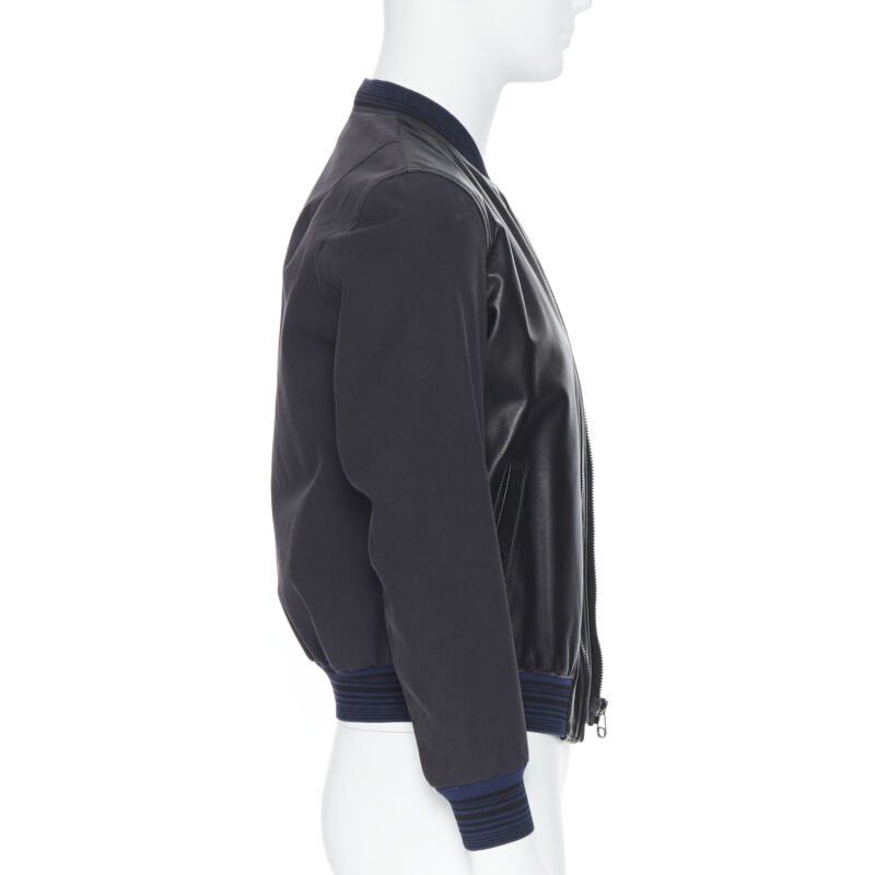 Lanvin LANVIN ALBER ELBAZ black contrast lamb leather front MA1 bomber jacket EU44 XS Size US XS / EU 42 / 0 - 4 Thumbnail