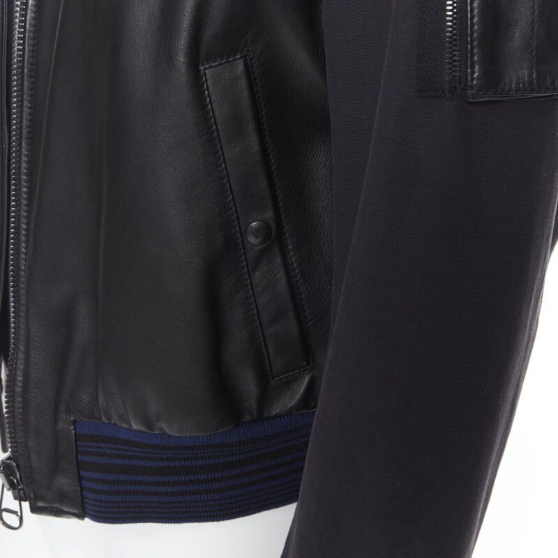 Lanvin LANVIN ALBER ELBAZ black contrast lamb leather front MA1 bomber jacket EU44 XS Size US XS / EU 42 / 0 - 8 Thumbnail