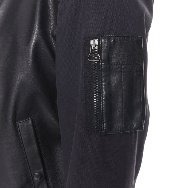 Lanvin LANVIN ALBER ELBAZ black contrast lamb leather front MA1 bomber jacket EU44 XS Size US XS / EU 42 / 0 - 2 Thumbnail