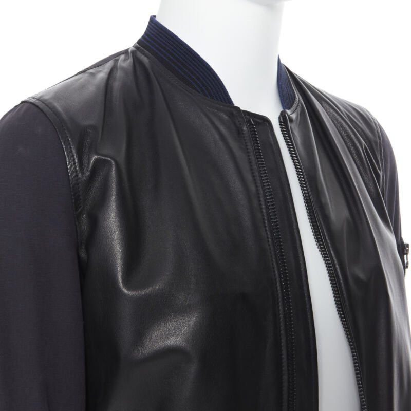 Lanvin LANVIN ALBER ELBAZ black contrast lamb leather front MA1 bomber jacket EU44 XS Size US XS / EU 42 / 0 - 7 Thumbnail