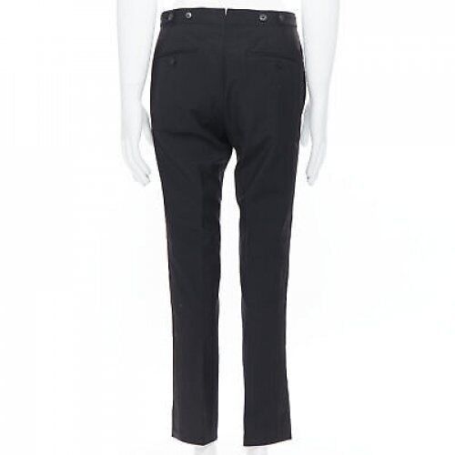Dries Van Noten DRIES VAN NOTEN wool cotton blend black verticle striped cropped trousers IT46 Size US 28 / EU 44 - 5 Thumbnail