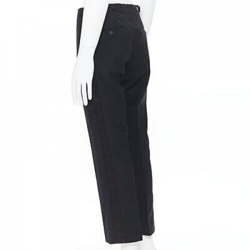 Dries Van Noten DRIES VAN NOTEN wool cotton blend black verticle striped cropped trousers IT46 Size US 28 / EU 44 - 6 Thumbnail