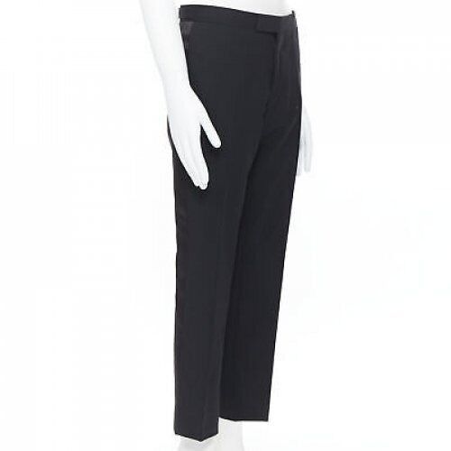 Dries Van Noten DRIES VAN NOTEN wool cotton blend black verticle striped cropped trousers IT46 Size US 28 / EU 44 - 3 Thumbnail