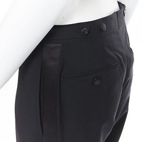 Dries Van Noten DRIES VAN NOTEN wool cotton blend black verticle striped cropped trousers IT46 Size US 28 / EU 44 - 2 Thumbnail