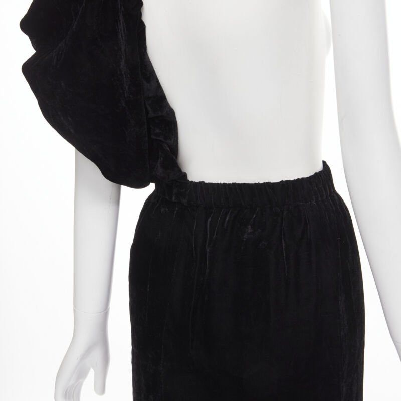 Comme des Garcons vintage COMME DES GARCONS 1990 black velvet drawstring sash knee length skirt M Size 28" / US 6 / IT 42 - 9 Thumbnail