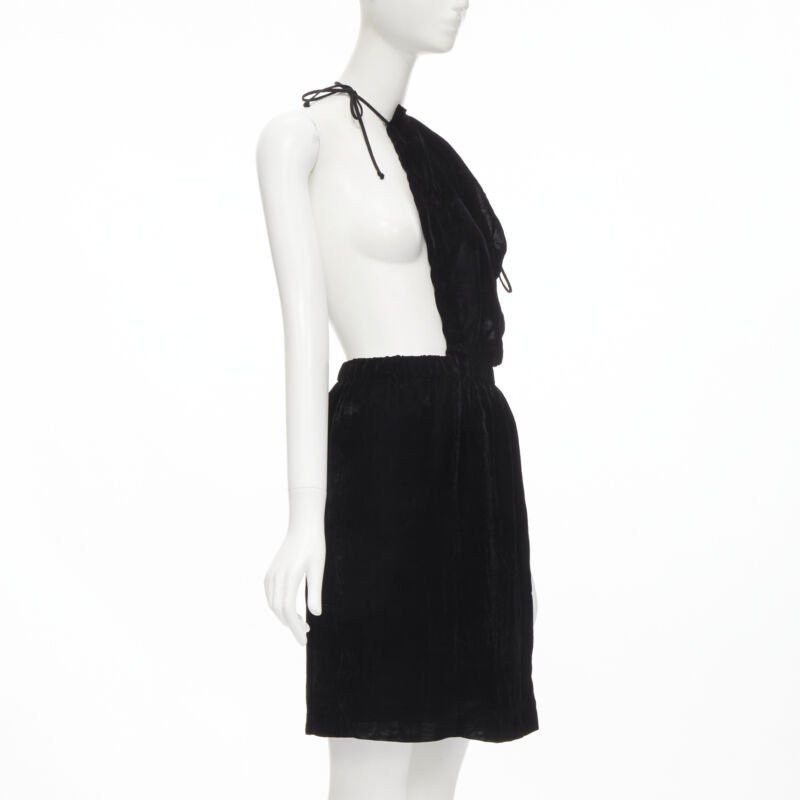 Comme des Garcons vintage COMME DES GARCONS 1990 black velvet drawstring sash knee length skirt M Size 28" / US 6 / IT 42 - 3 Thumbnail