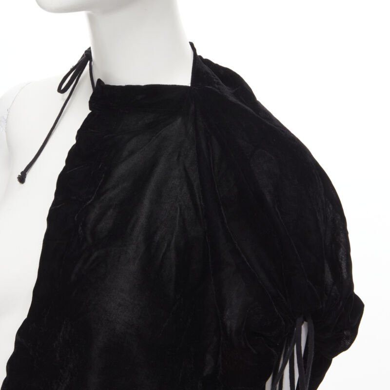 Comme des Garcons vintage COMME DES GARCONS 1990 black velvet drawstring sash knee length skirt M Size 28" / US 6 / IT 42 - 7 Thumbnail