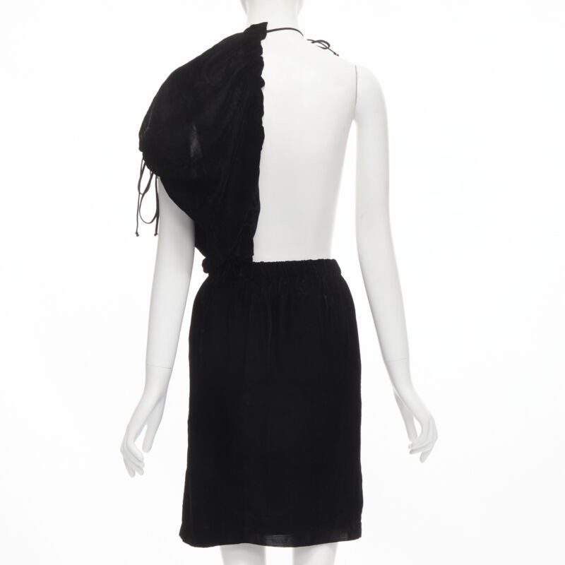 Comme des Garcons vintage COMME DES GARCONS 1990 black velvet drawstring sash knee length skirt M Size 28" / US 6 / IT 42 - 5 Thumbnail