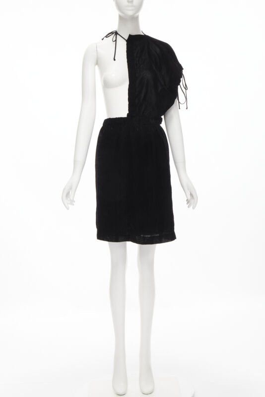 Comme des Garcons vintage COMME DES GARCONS 1990 black velvet drawstring sash knee length skirt M Size 28" / US 6 / IT 42 - 11 Thumbnail