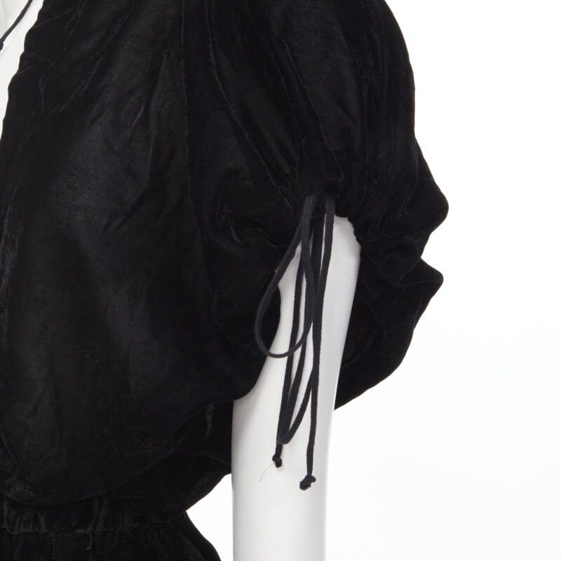Comme des Garcons vintage COMME DES GARCONS 1990 black velvet drawstring sash knee length skirt M Size 28" / US 6 / IT 42 - 2 Thumbnail
