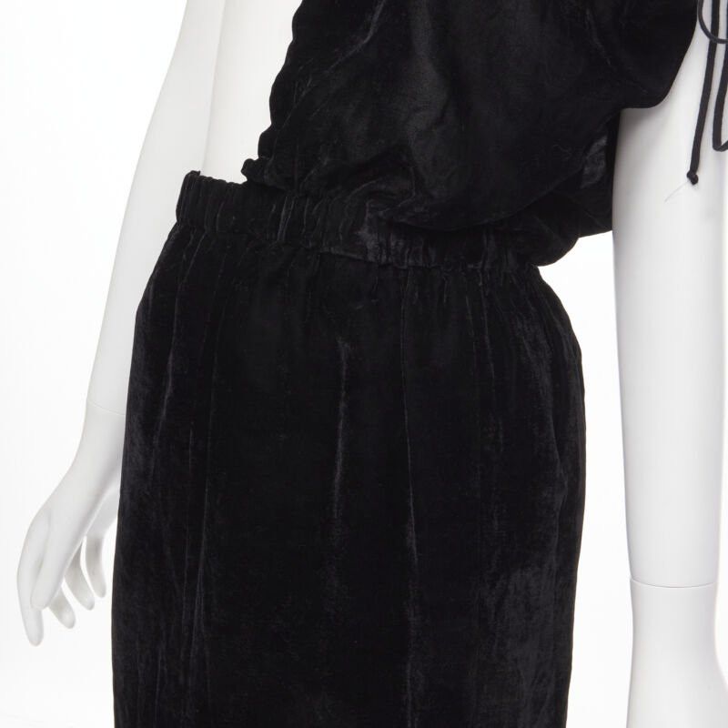 Comme des Garcons vintage COMME DES GARCONS 1990 black velvet drawstring sash knee length skirt M Size 28" / US 6 / IT 42 - 8 Thumbnail