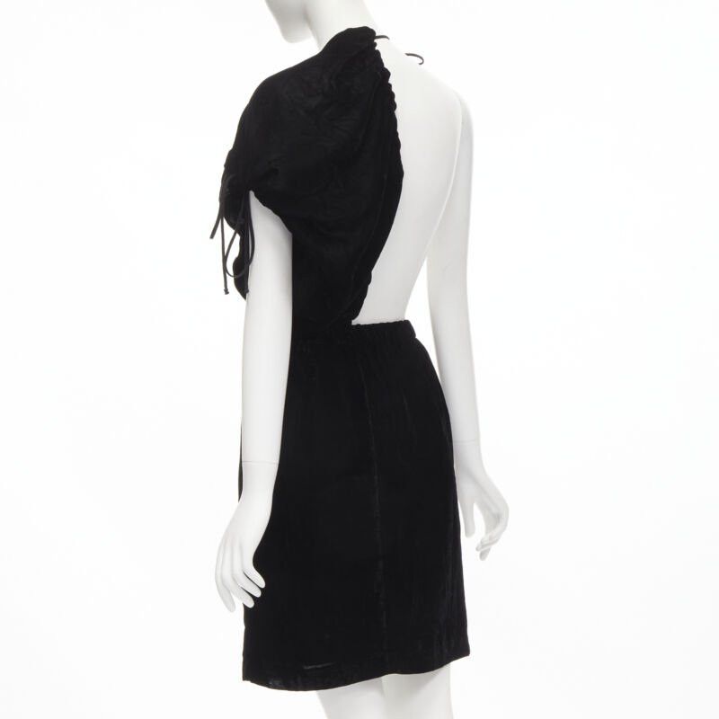 Comme des Garcons vintage COMME DES GARCONS 1990 black velvet drawstring sash knee length skirt M Size 28" / US 6 / IT 42 - 6 Thumbnail