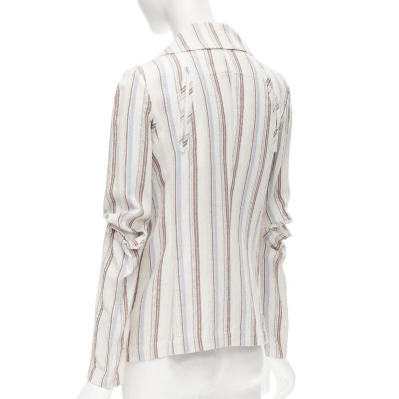 Junya Watanabe JUNYA WATANABE 1995 beige stripe cotton cut out sleeve double breasted jacket S Size S / US 4 / IT 40 - 6 Thumbnail