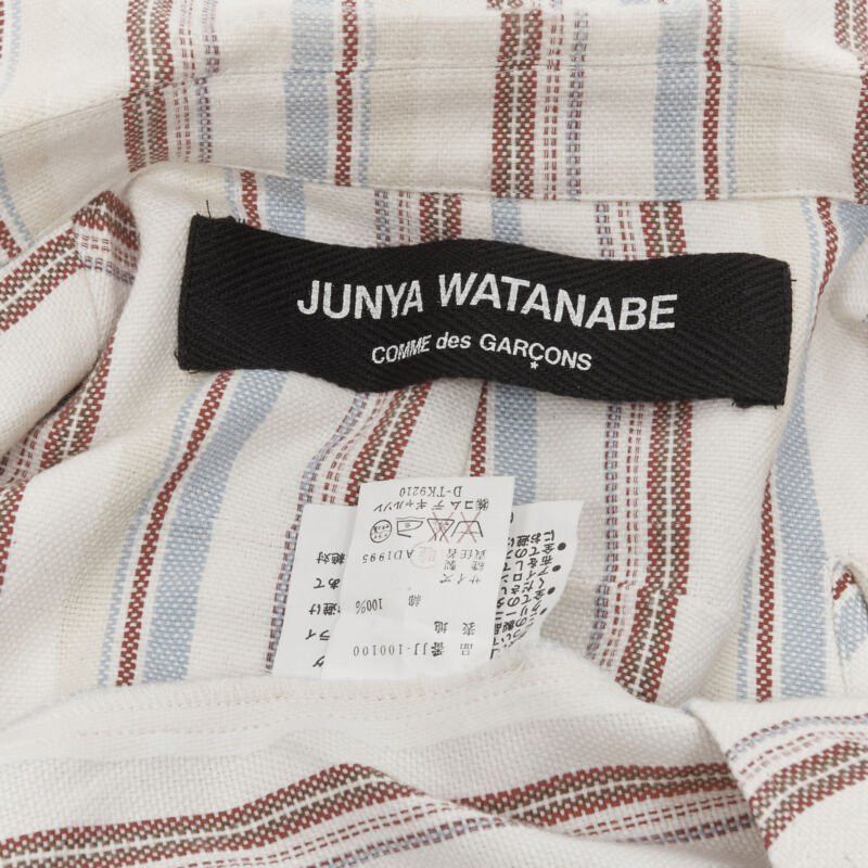 Junya Watanabe JUNYA WATANABE 1995 beige stripe cotton cut out sleeve double breasted jacket S Size S / US 4 / IT 40 - 12 Thumbnail