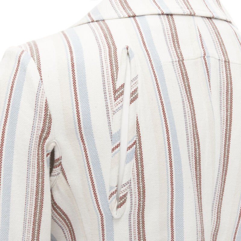 Junya Watanabe JUNYA WATANABE 1995 beige stripe cotton cut out sleeve double breasted jacket S Size S / US 4 / IT 40 - 10 Thumbnail