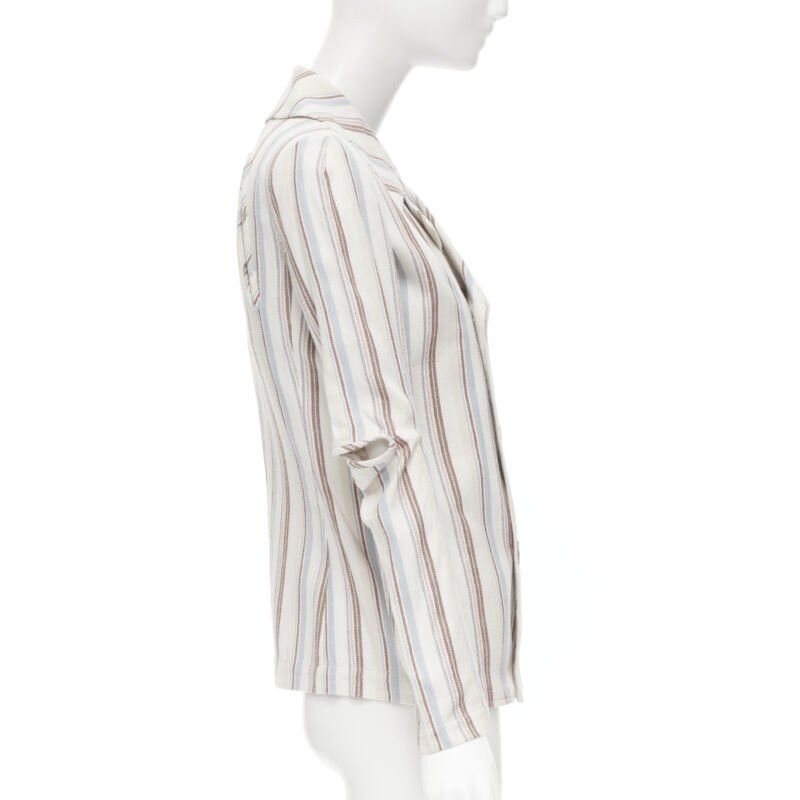 Junya Watanabe JUNYA WATANABE 1995 beige stripe cotton cut out sleeve double breasted jacket S Size S / US 4 / IT 40 - 4 Thumbnail