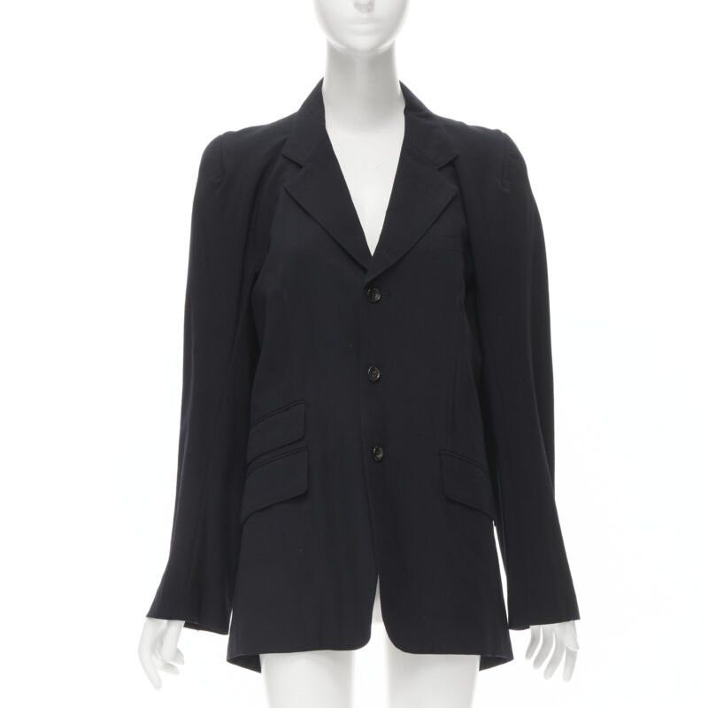 Junya Watanabe JUNYA WATANABE 1994 navy wool shoulder padded cut out back blazer M Size M / US 6-8 / IT 42-44 - 3 Thumbnail