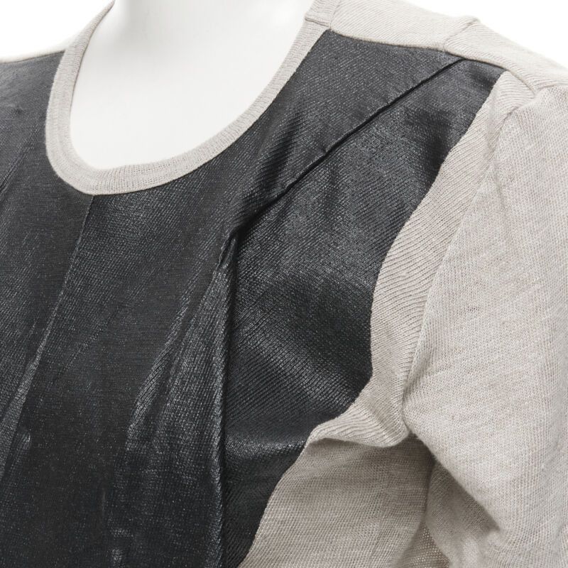 Junya Watanabe vintage JUNYA WATANABE 1998 grey linen black lacquered front sweater top S Size XS / US 0-2 / IT 36-38 - 2 Thumbnail