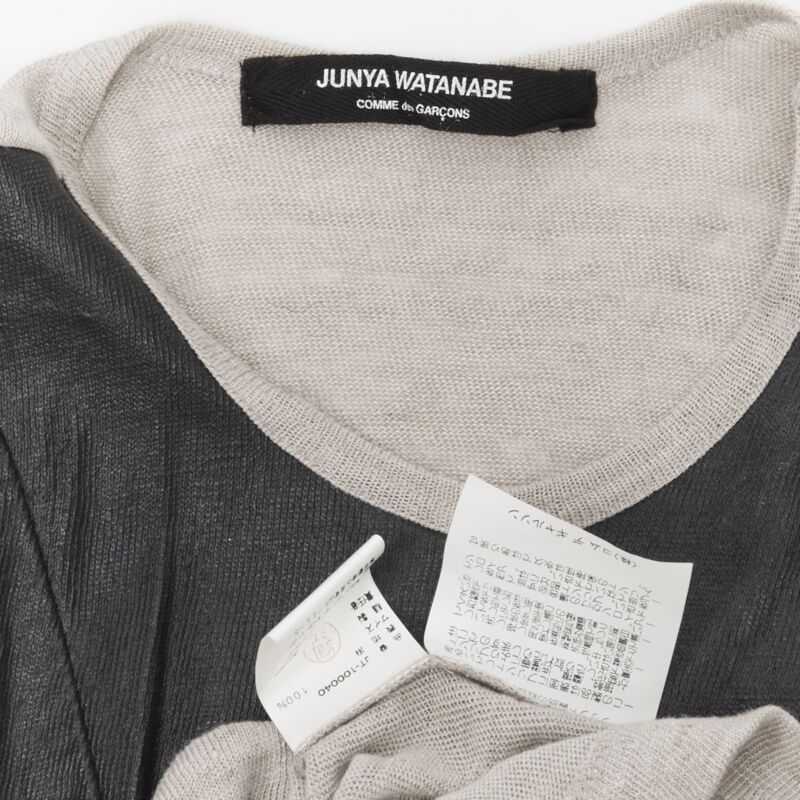 Junya Watanabe vintage JUNYA WATANABE 1998 grey linen black lacquered front sweater top S Size XS / US 0-2 / IT 36-38 - 12 Thumbnail