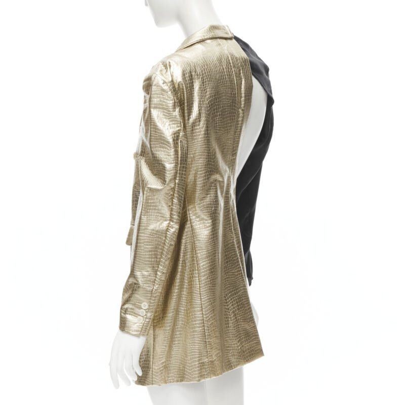 Comme des Garcons new COMME DES GARCONS 2011 gold pleated harness tie asymmetric open jacket S Size S / US 4 / IT 40 - 6 Thumbnail