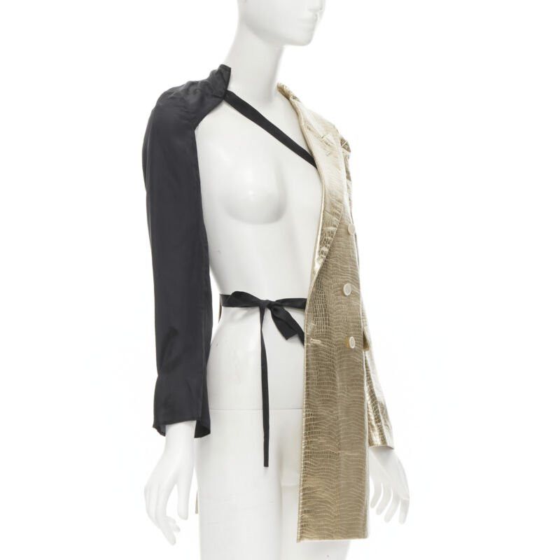 Comme des Garcons new COMME DES GARCONS 2011 gold pleated harness tie asymmetric open jacket S Size S / US 4 / IT 40 - 3 Thumbnail
