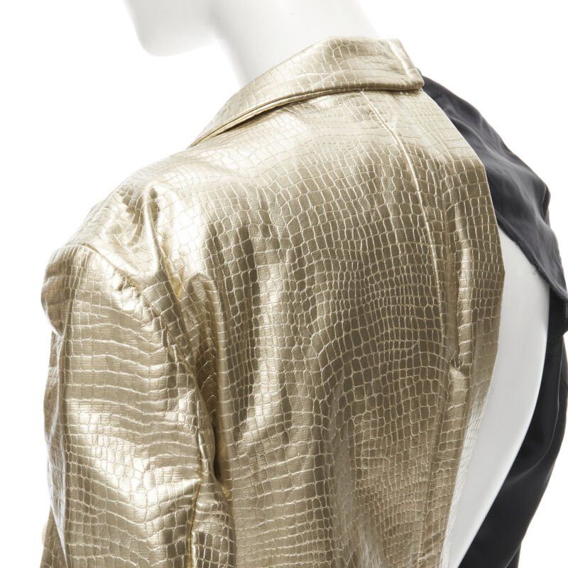 Comme des Garcons new COMME DES GARCONS 2011 gold pleated harness tie asymmetric open jacket S Size S / US 4 / IT 40 - 10 Thumbnail