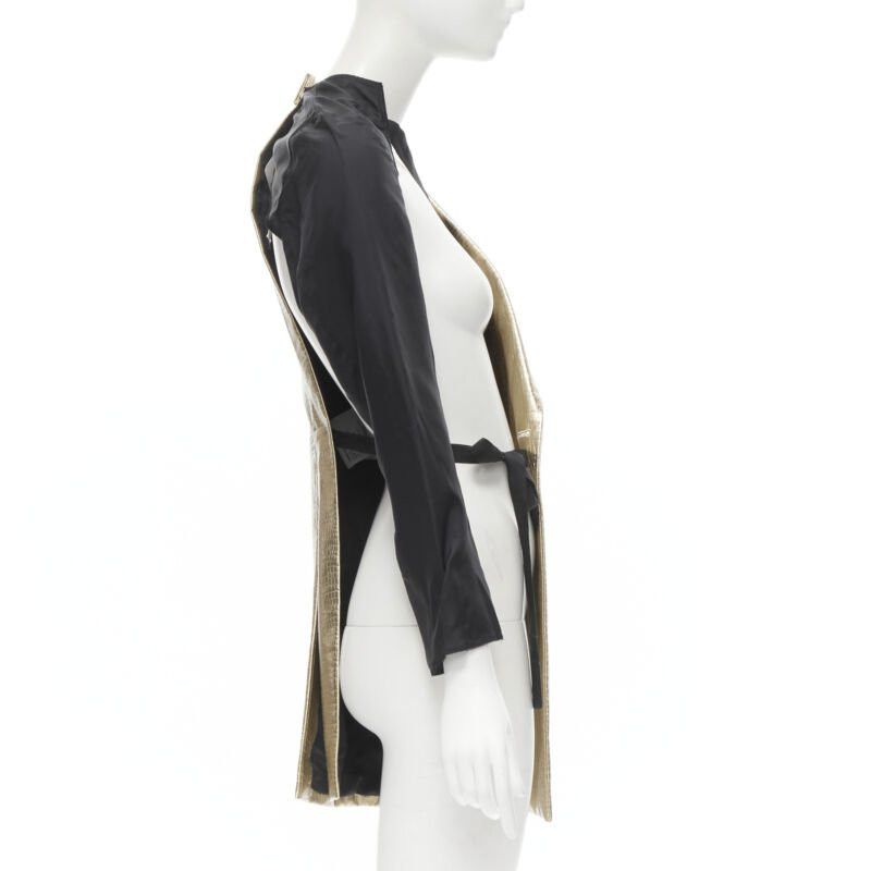 Comme des Garcons new COMME DES GARCONS 2011 gold pleated harness tie asymmetric open jacket S Size S / US 4 / IT 40 - 4 Thumbnail