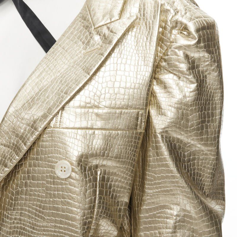 Comme des Garcons new COMME DES GARCONS 2011 gold pleated harness tie asymmetric open jacket S Size S / US 4 / IT 40 - 2 Thumbnail