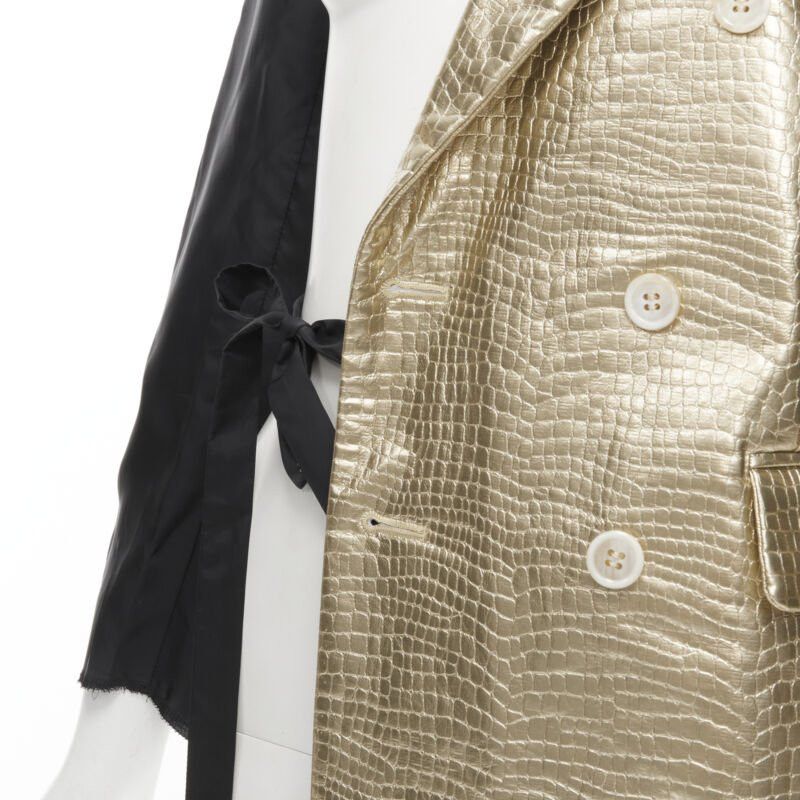 Comme des Garcons new COMME DES GARCONS 2011 gold pleated harness tie asymmetric open jacket S Size S / US 4 / IT 40 - 8 Thumbnail