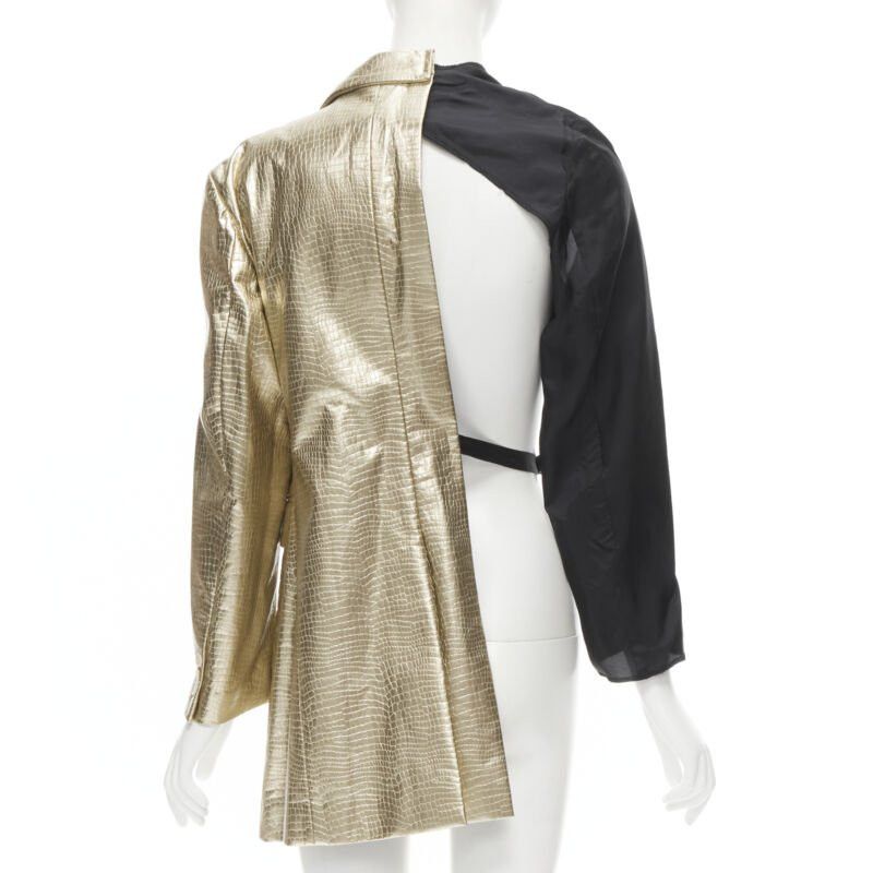Comme des Garcons new COMME DES GARCONS 2011 gold pleated harness tie asymmetric open jacket S Size S / US 4 / IT 40 - 5 Thumbnail
