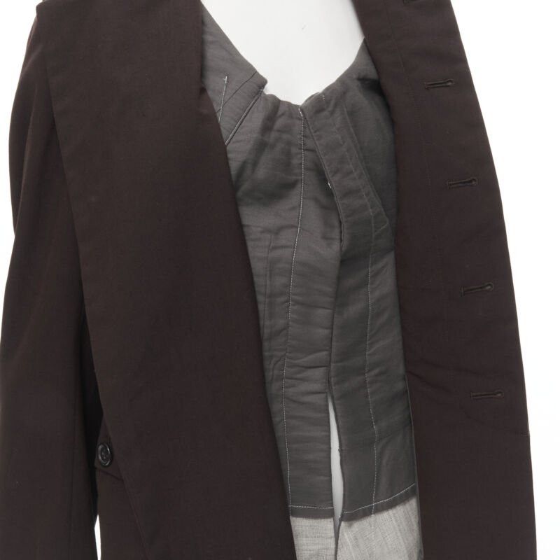 Comme des Garcons runway COMME DES GARCONS 1998 burgundy grey wool corset vest bundled blazer M Size M / US 6-8 / IT 42-44 - 2 Thumbnail