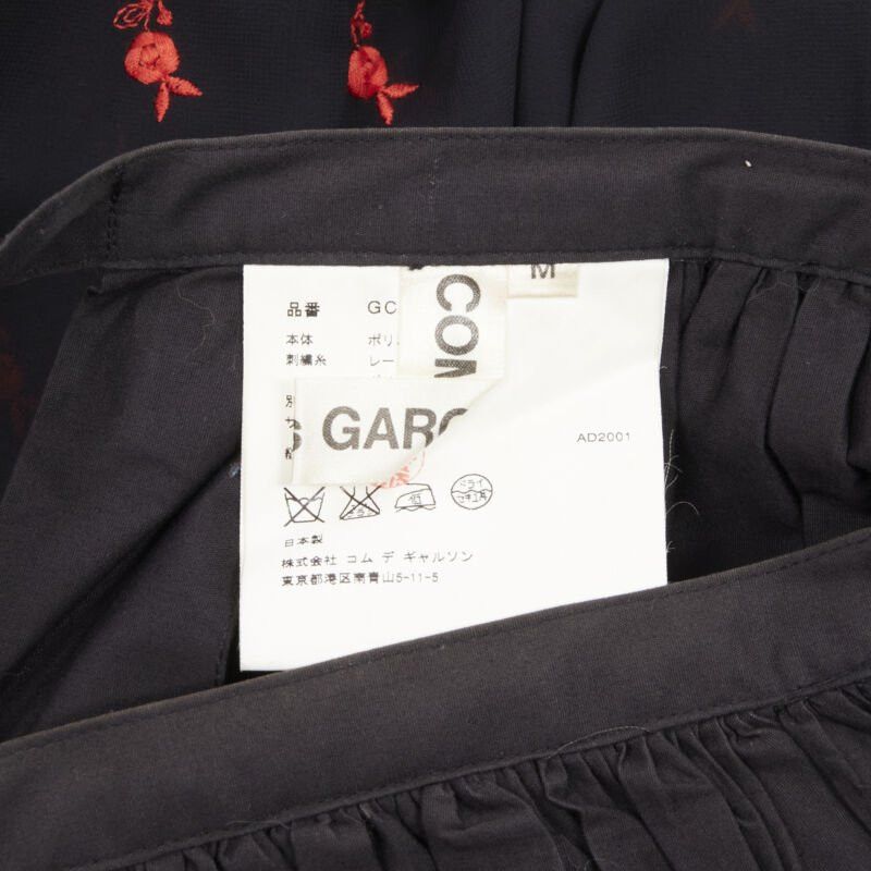 Comme des Garcons vintage COMME DES GARCONS 2001 black red floral embroidered peplum crin skirt M Size 28" / US 6 / IT 42 - 9 Thumbnail