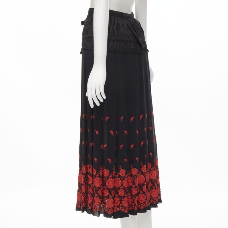 Comme des Garcons vintage COMME DES GARCONS 2001 black red floral embroidered peplum crin skirt M Size 28" / US 6 / IT 42 - 6 Thumbnail