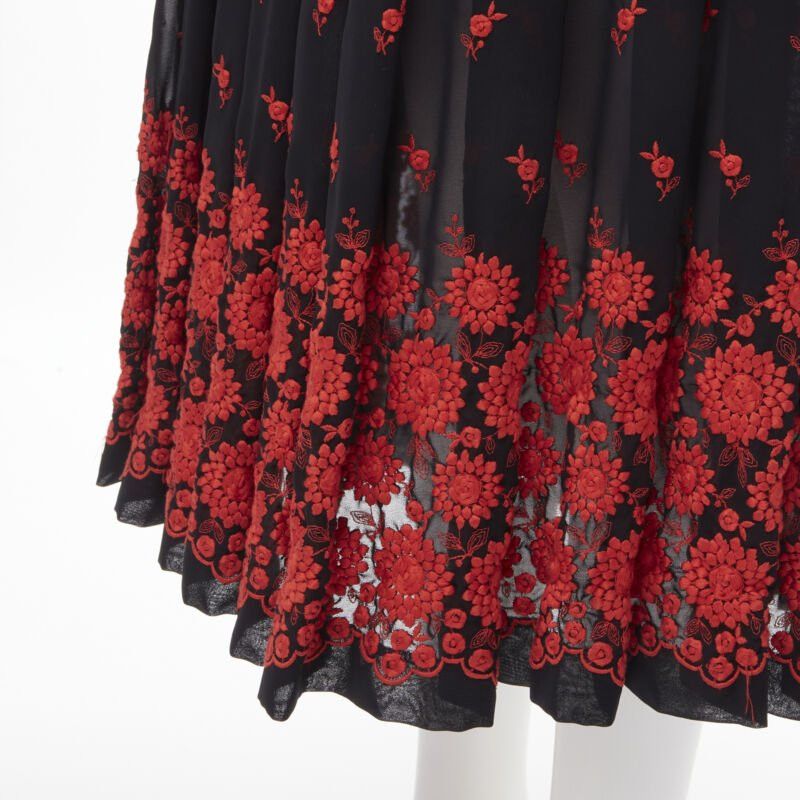 Comme des Garcons vintage COMME DES GARCONS 2001 black red floral embroidered peplum crin skirt M Size 28" / US 6 / IT 42 - 2 Thumbnail