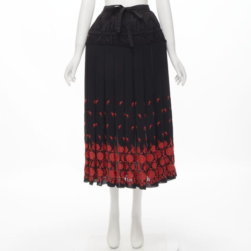 Comme des Garcons vintage COMME DES GARCONS 2001 black red floral embroidered peplum crin skirt M Size 28" / US 6 / IT 42 - 10 Thumbnail