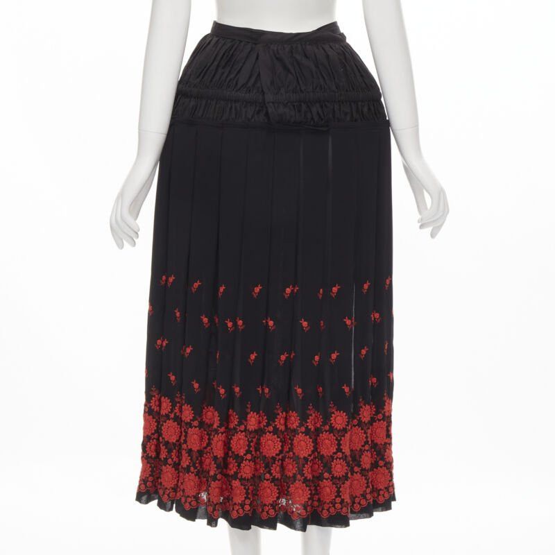Comme des Garcons vintage COMME DES GARCONS 2001 black red floral embroidered peplum crin skirt M Size 28" / US 6 / IT 42 - 5 Thumbnail