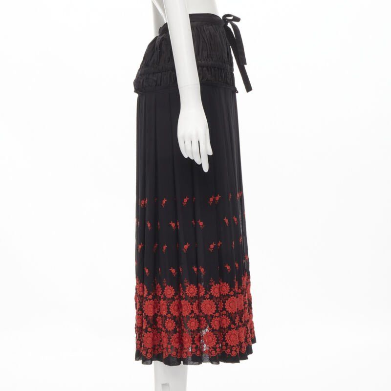 Comme des Garcons vintage COMME DES GARCONS 2001 black red floral embroidered peplum crin skirt M Size 28" / US 6 / IT 42 - 4 Thumbnail