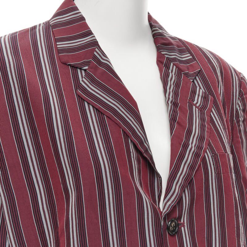 Comme des Garcons vintage COMME DS GARCONS 1991 green stripe deconstructed raw hem blazer jacket M Size M / US 6-8 / IT 42-44 - 2 Thumbnail