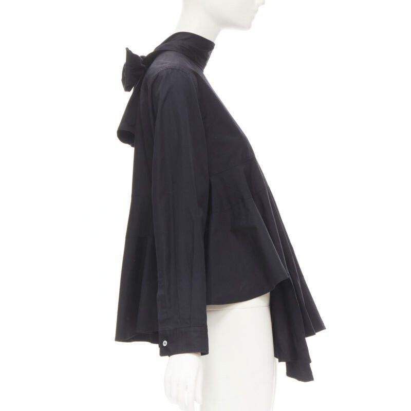 Comme des Garcons COMME DES GARCONS 1980s Vintage black asymmetric tiered flared tie back shirt M Size M / US 6-8 / IT 42-44 - 4 Thumbnail