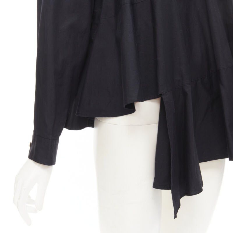 Comme des Garcons COMME DES GARCONS 1980s Vintage black asymmetric tiered flared tie back shirt M Size M / US 6-8 / IT 42-44 - 8 Thumbnail