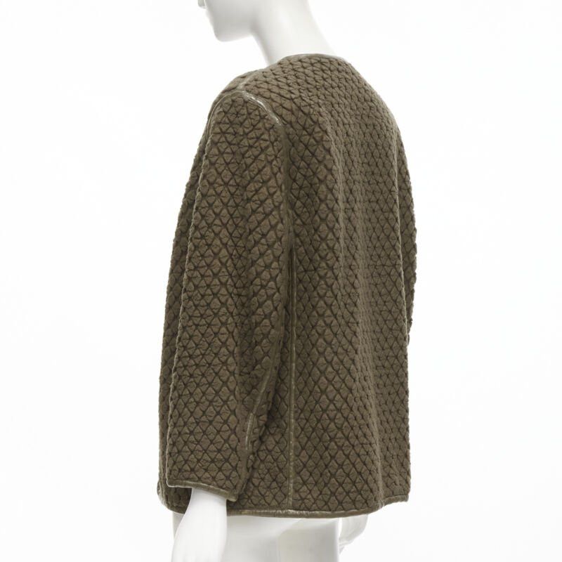 Issey Miyake vintage ISSEY MIYAKE 1980's brown waffle textured cloque leather trim jacket M Size M / US 6-8 / IT 42-44 - 6 Thumbnail