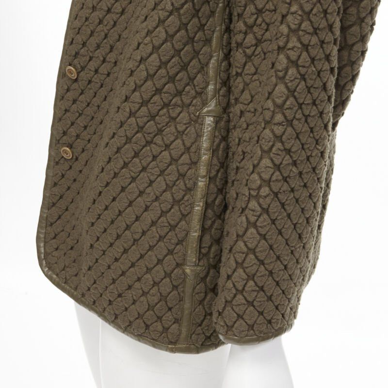Issey Miyake vintage ISSEY MIYAKE 1980's brown waffle textured cloque leather trim jacket M Size M / US 6-8 / IT 42-44 - 8 Thumbnail
