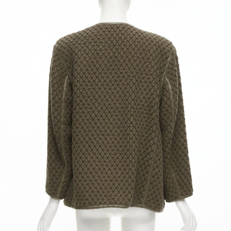 Issey Miyake vintage ISSEY MIYAKE 1980's brown waffle textured cloque leather trim jacket M Size M / US 6-8 / IT 42-44 - 5 Thumbnail