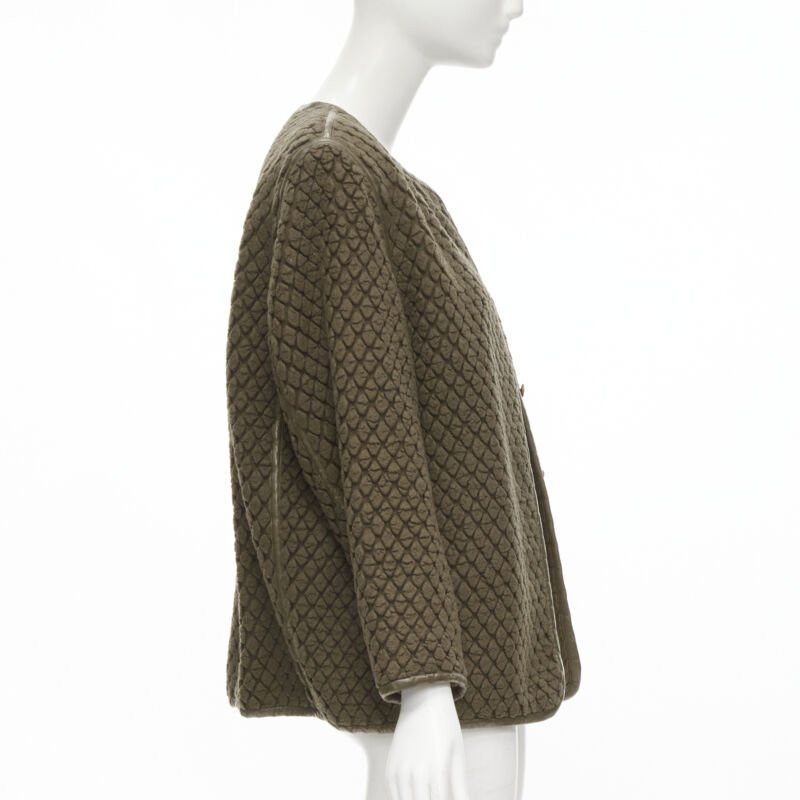 Issey Miyake vintage ISSEY MIYAKE 1980's brown waffle textured cloque leather trim jacket M Size M / US 6-8 / IT 42-44 - 4 Thumbnail
