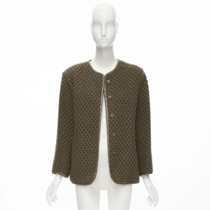 Issey Miyake vintage ISSEY MIYAKE 1980's brown waffle textured cloque leather trim jacket M Size M / US 6-8 / IT 42-44 - 10 Thumbnail