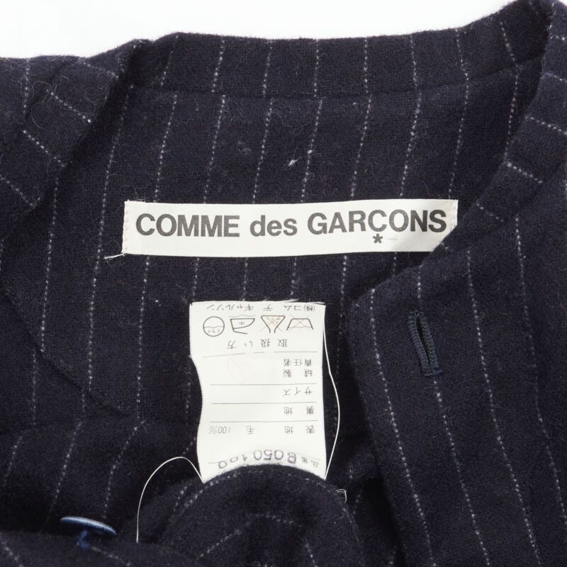Comme des Garcons vintage COMME DES GARCONS 1980s navy blue pinstripe wool boxy baseball shirt S Size S / US 4 / IT 40 - 10 Thumbnail